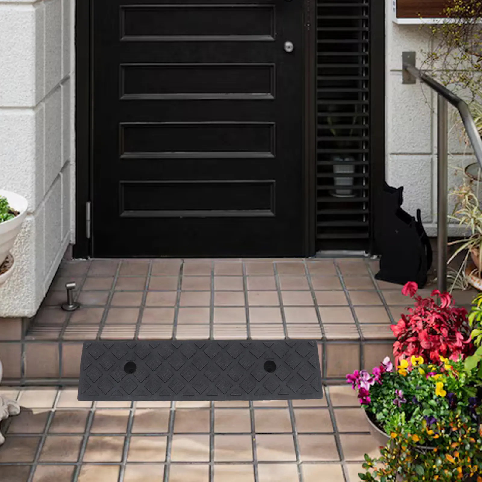 

2Pcs Door Threshold Pads Plastic Curb Ramps Heavy Duty Interlocking Car Wheelchair Driveway Ramps for Home Outdoor Use