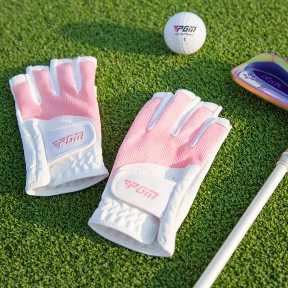 Guantes de Golf elegantes y transpirables para mujer, protectores de dedos abiertos de cuero, malla suave, 1 par