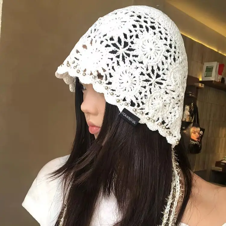 Women's Fisherman's Hat Openwork Breathable Lace Simple Breathable Soft Versatile Fringe Knitted.