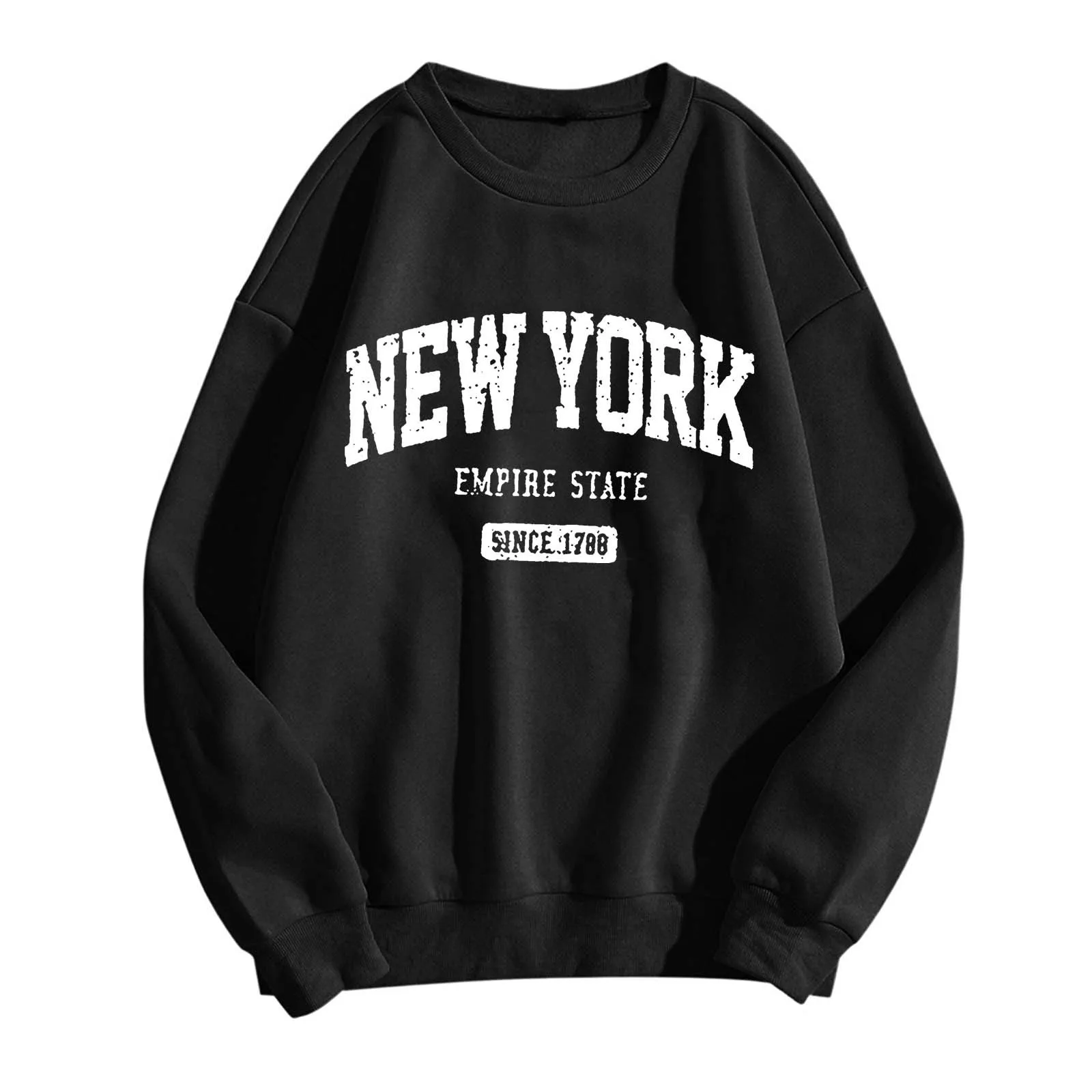 

New York USA Est 1788 Street City Letter Prints Women Sweatshirts Autumn Casual Hoodies Loose Pullover Crewneck Women's Clothing