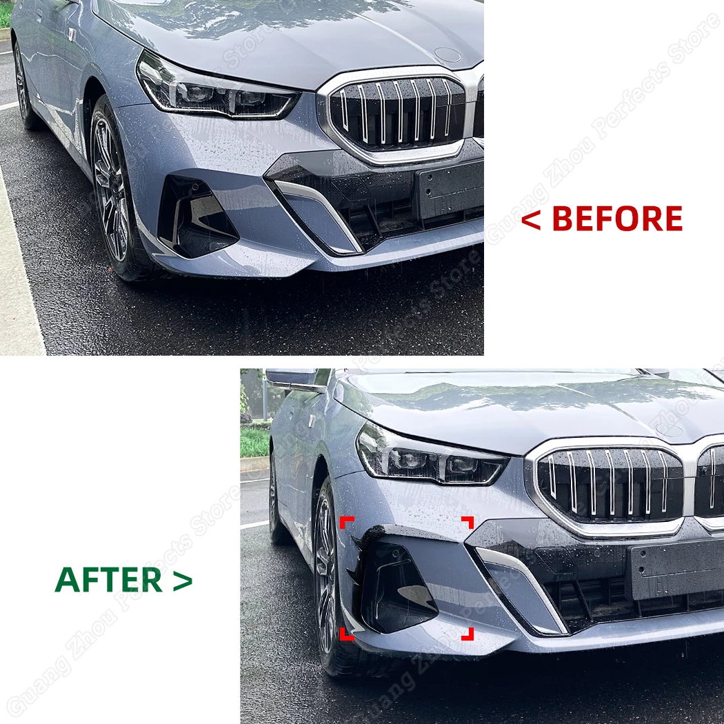 For BMW 5 Series I5 Front Bumper Side Spoiler Splitter Canard G60 G61 M-Sport 2023 2024 Car Front Wind Knife BodyKit Accessories