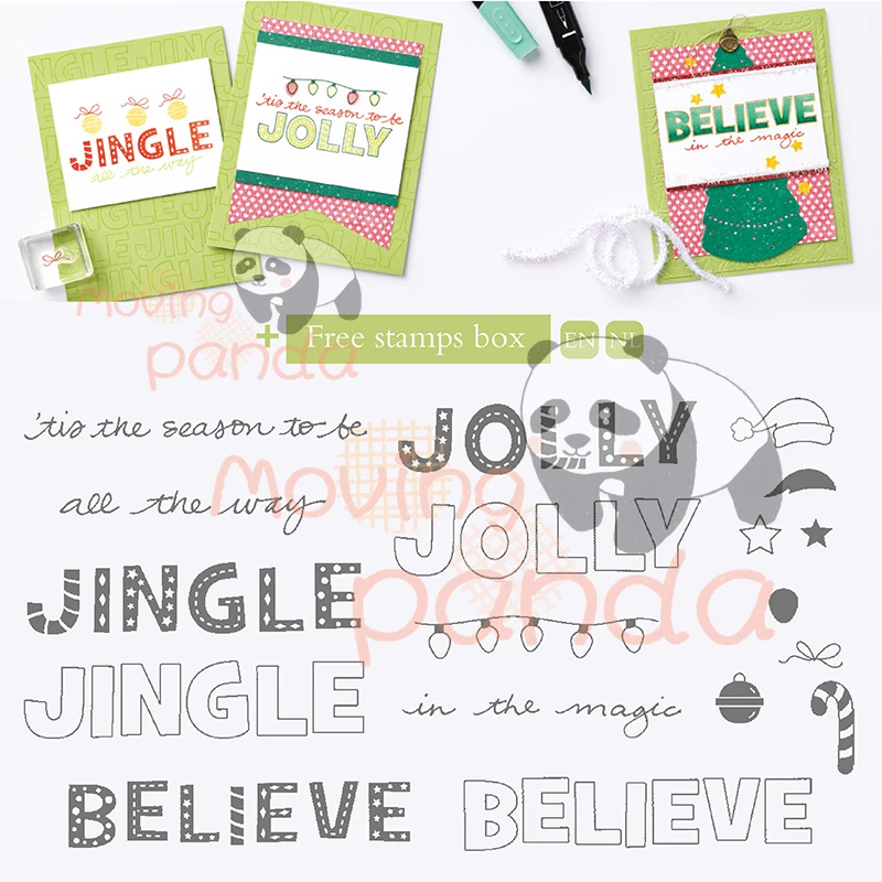 Latest Season 2022 Catalog Clear Stamp Scrapbooking For Paper Making Christmas Jingle Believe Frame Card No Cutting Dies