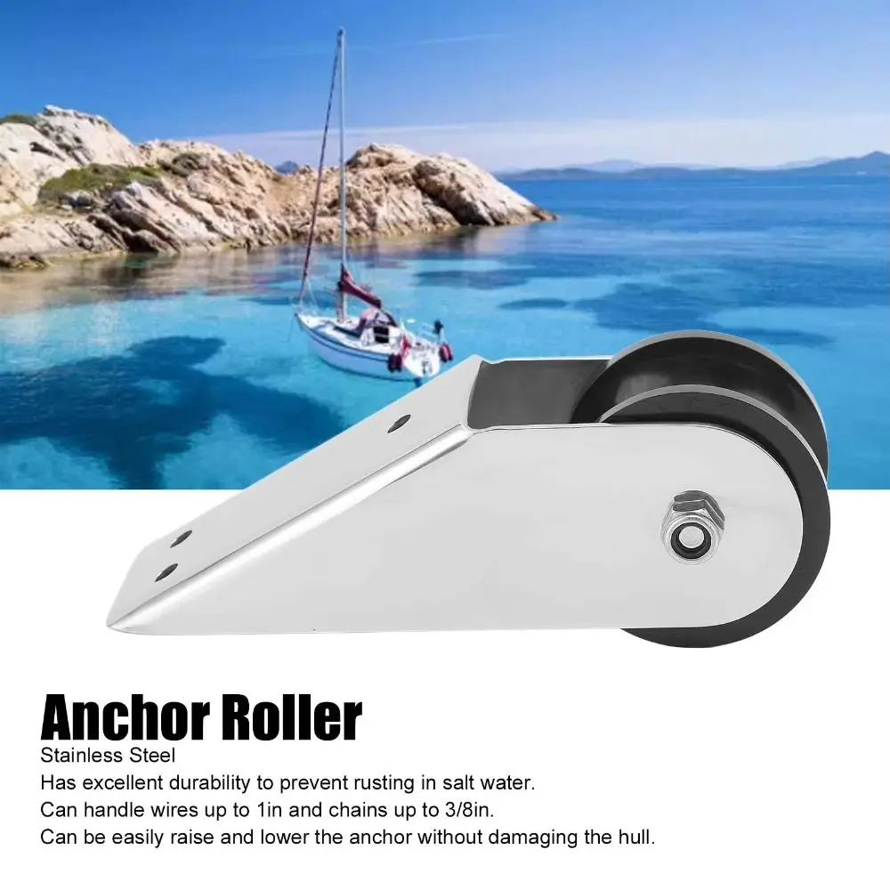 Stainless Steel 316 Roller Bracket Heavy Duty Rubber Wheel Boat Bow Roller Fixed Mount Marine Grade Marine Roller Stamping Boat