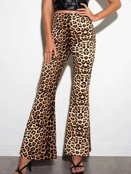 Leopard Printed Sexy Wide Leg Trousers High Waist Casual New Yoga Pants Female Streetwear Elastic Ladies Elegant Gym Bottom