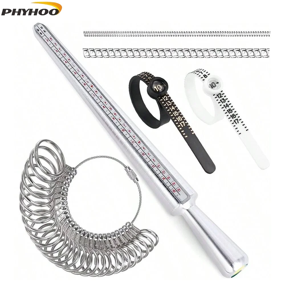 

Набор из 6 инструментов для измерения размера кольца PHYHO 2026, включая металлические втулки для измерения размеров кольца по американской системе (от 0 до 13).
