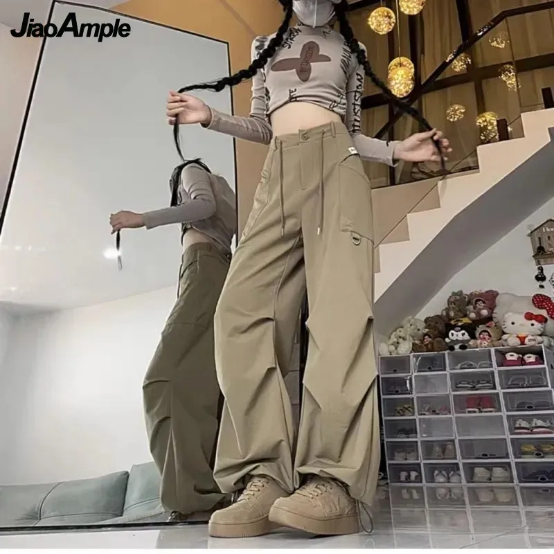 Women 2024 Autumn New Vintage Long Sleeve Knit Hollow Sweater+Vest+Loose Cargo Pants 3-Piece Set Korean Sportswear Matching Set