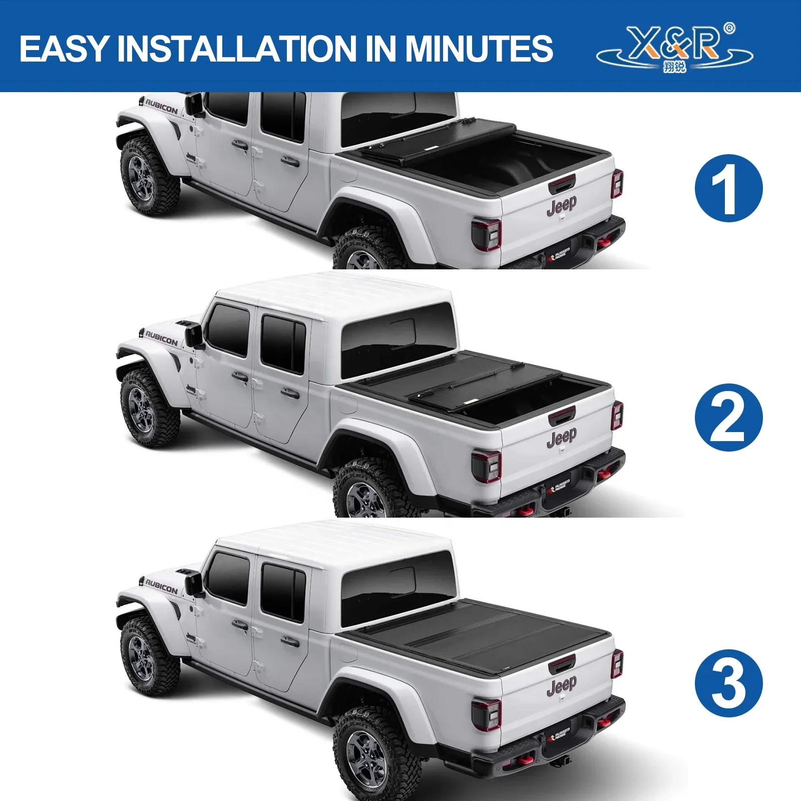 Hard tri-folding truck bed 5 foot bed multifunctional tail plate for Jeep pickup truck bed cover