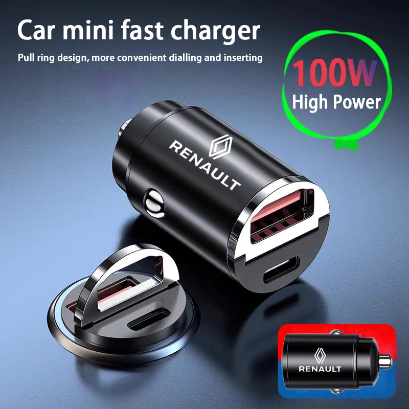 Car USB charger 100W accessory tool For New Renault Clio Megane Logan Duster Sandero Captur Sport Fluence Kadjar Talisman Arkana