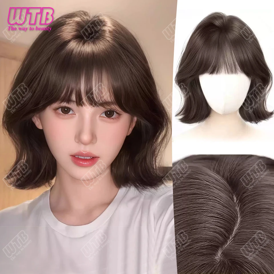 

Синтетический парик женский короткие черные каштановые волосы воздушная челка высокотемпературный шелк синтетическое волокно прямые волосы полный чехол на голову