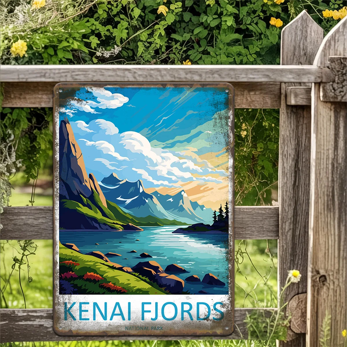 1pc Kenai Fjords National Park Alaska Vintage Metal Sign - Vertical 8x12 Inch Fjord  , Durable / Decoration for, Cabin, Office,