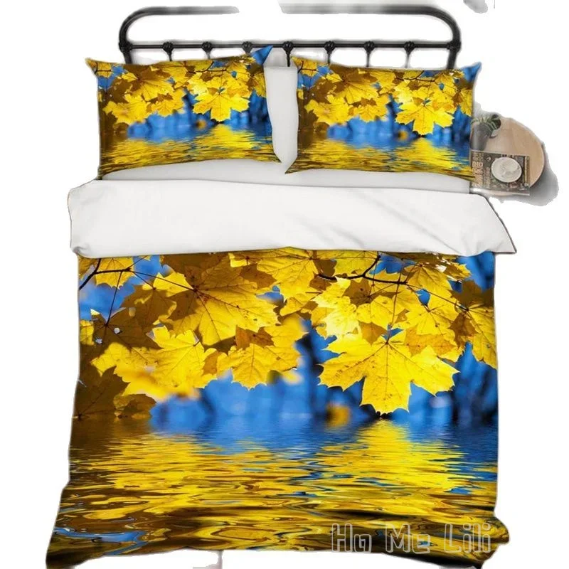 

3D блестящие желтые листья пододеяльник от Ho Me Lili комплект постельного белья с наволочками для мальчиков, девочек и подростков без одеяла внутри