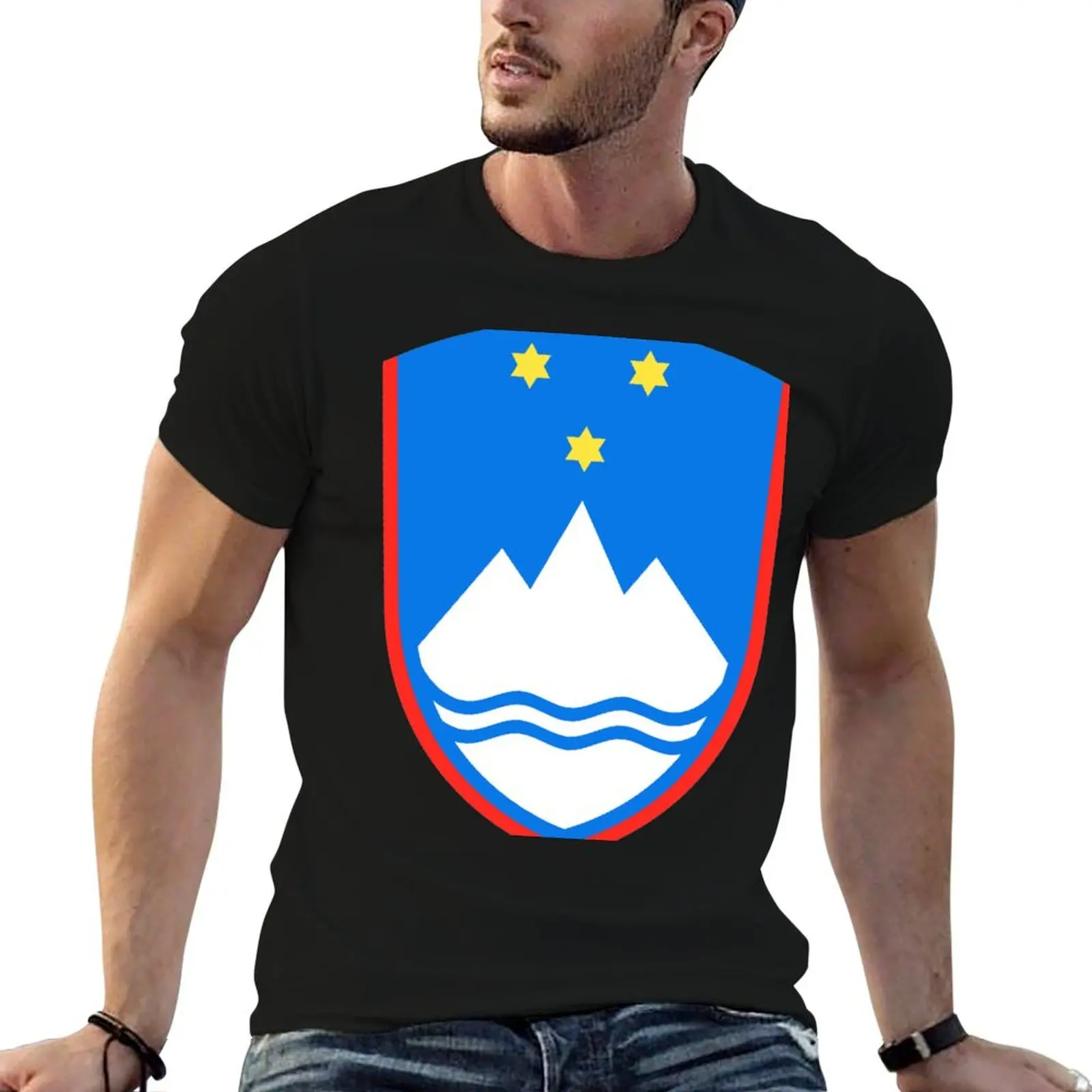 Coat of arms of Slovenia T-Shirt Basic Crew Neck Short Sleeve Top