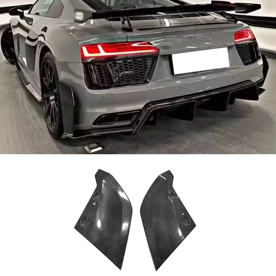 Real Carbon Fiber Rear Bumper Canards Splitter For Audi R8 V10 2016-2018 Rear Splitter Spoiler