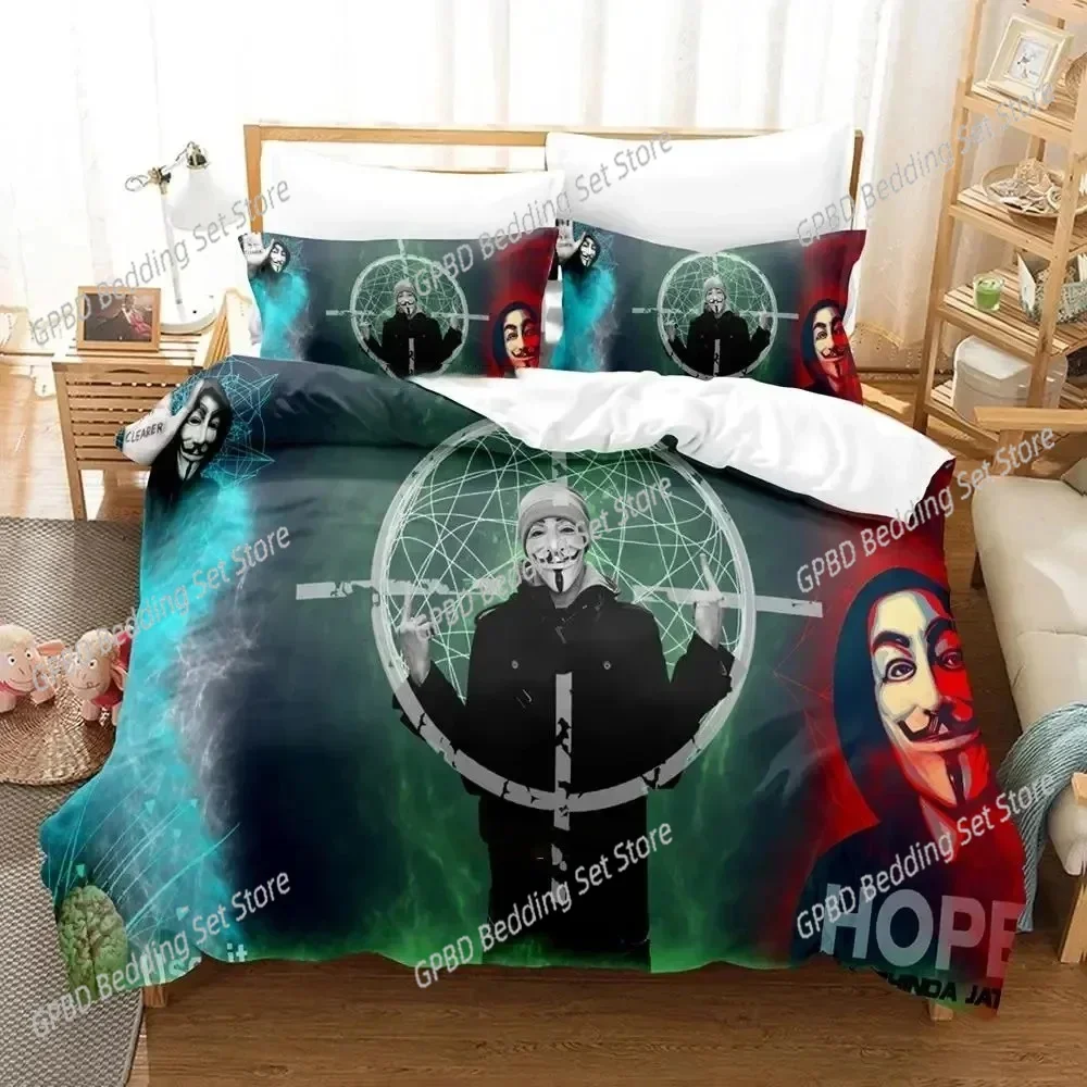

Personality Technology Anonymous Bedding Set Duvet Cover Bed Set Quilt Cover Pillowcase Comforter king Queen Size Boys Adult