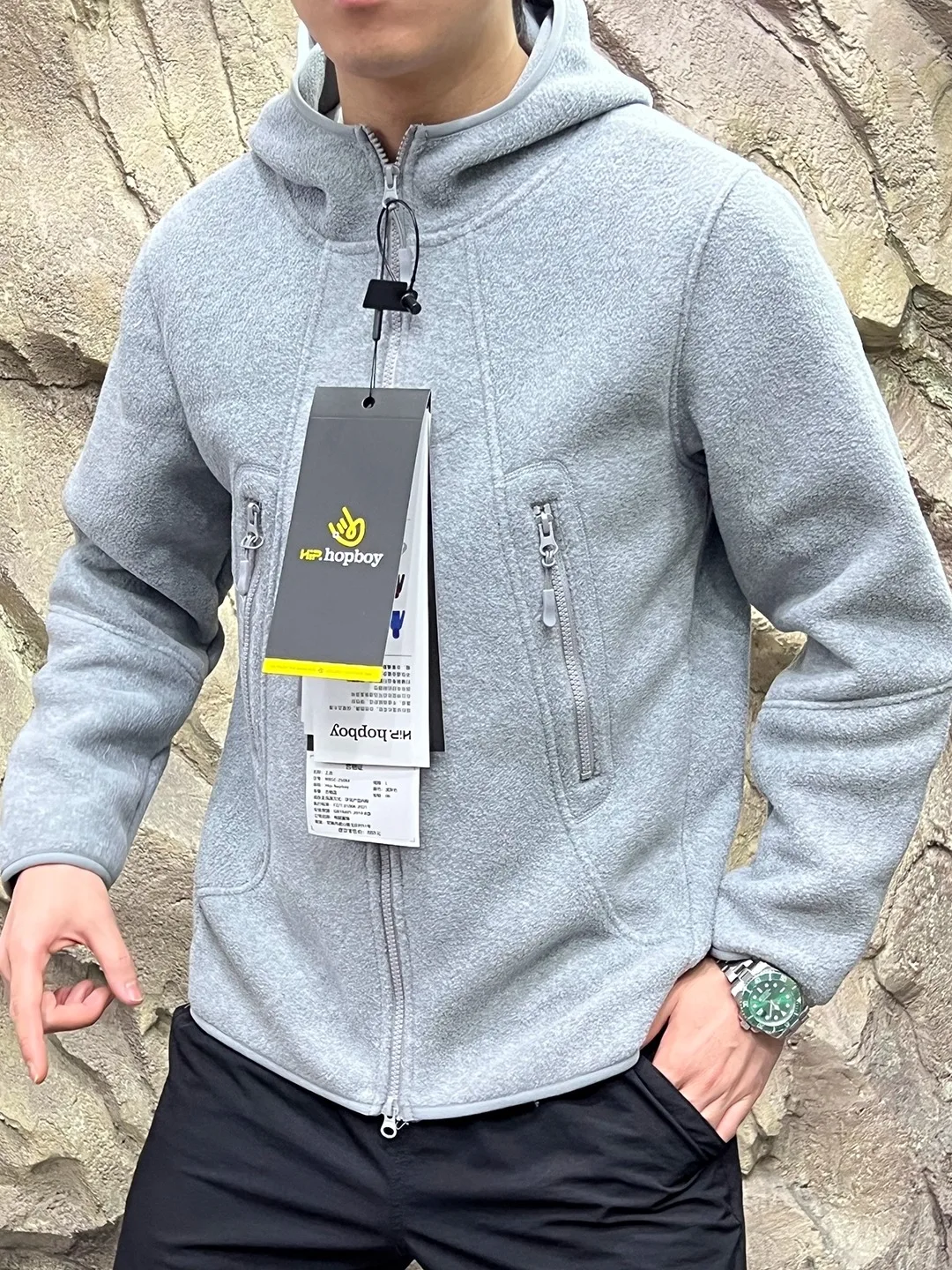 

Thiened Fce Outdoor Jaet с капюшоном для пары Sle ветрозащитный двусторонний пушистый полиэстер повседневный крой Long Sve на молнии Clo...