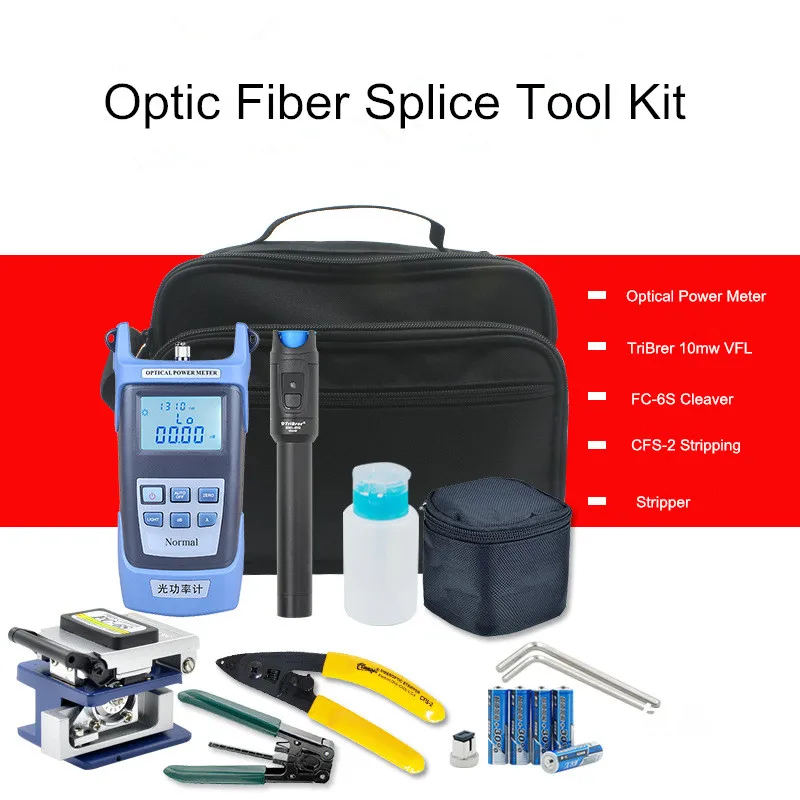 

12 in 1 FTTH tool set with Optical power meter TriBrer 10mw/10KM VFL fc-6s cleaver CFS-2 stripper ,fiber tool kits