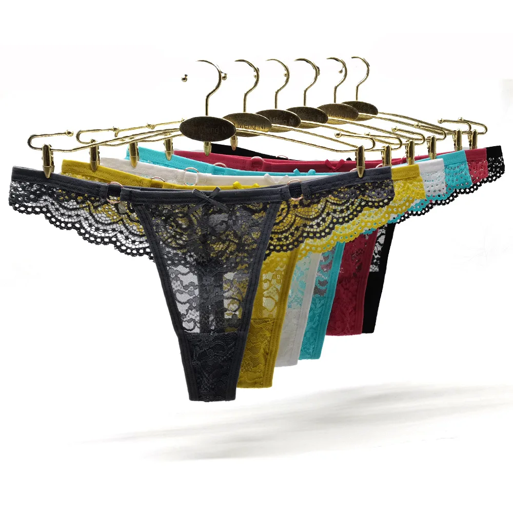 3pcs/set Women's Sexy Lace Thong European and American Sexy Low Waist Solid Color Panties Sexy Lace Women's G-String
