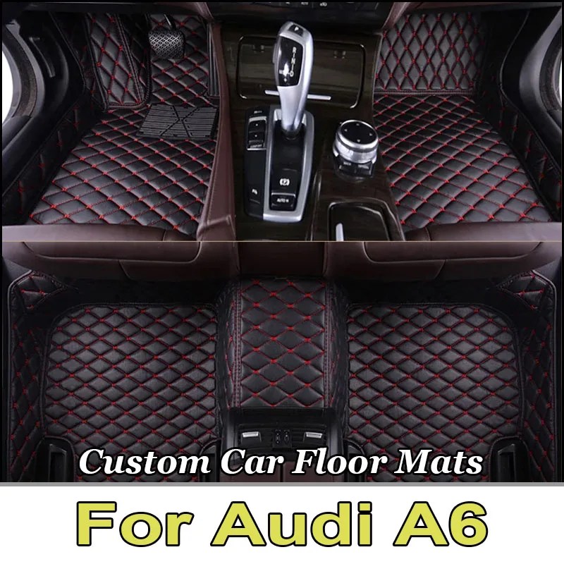 Car Floor Mats For Audi A6 C6 4F C7 4G Avant Wagon 2007~2018 Luxury Leather Mat Anti Dirt Pad Durable Carpet Car Accessories