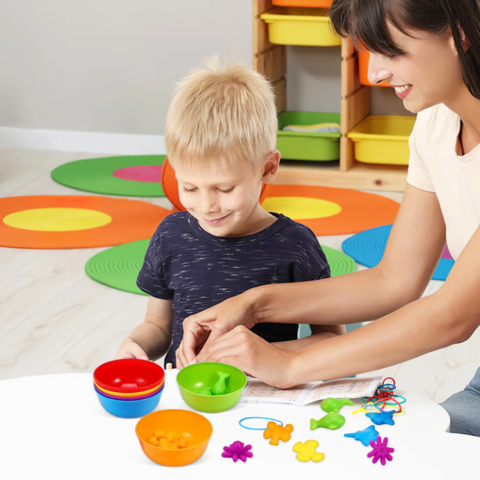 

Marine Animal Teaching Aids Counting Match Color Sorting Toddler Toys Soft TPE Material Skill Development Sensory Play