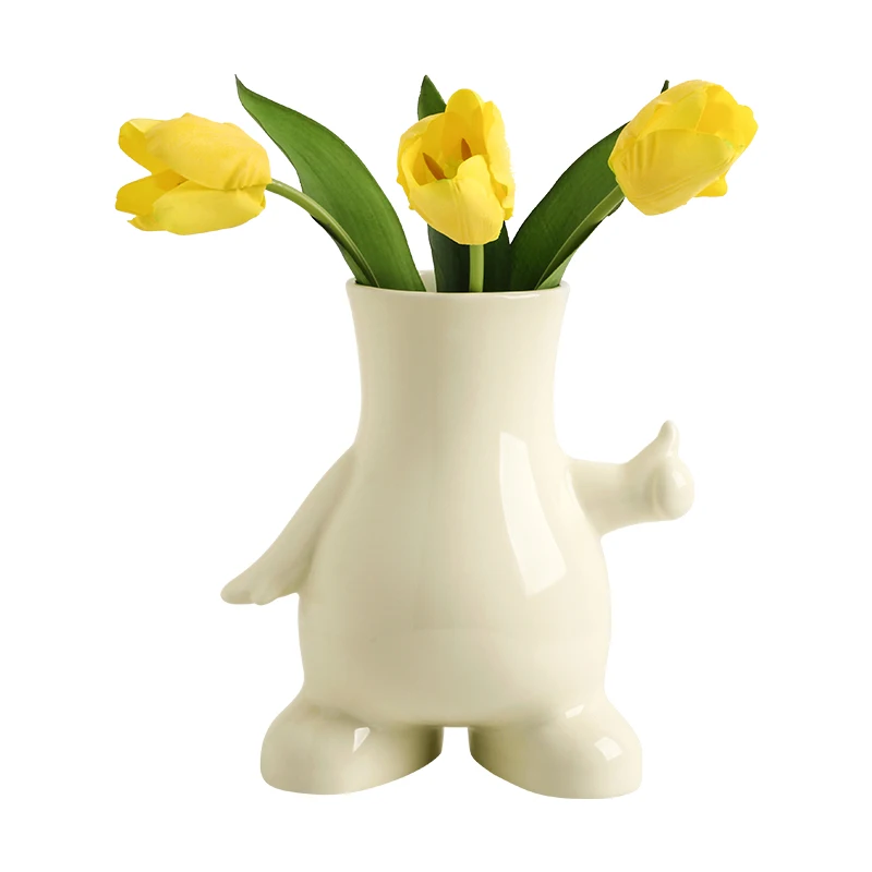 ZL Ceramic Small Vase Decoration Tulip Artificial Flower Dried Flower Arrangement