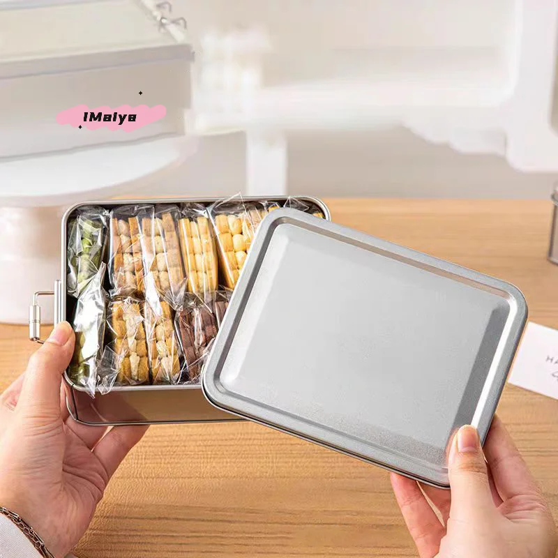 علب كوكي مستطيلة الشكل مع غطاء مقاوم للغبار لتخزين سطح المكتب للمطبخ المنزلي والحلوى والقهوة والشاي والشوكولاتة #3