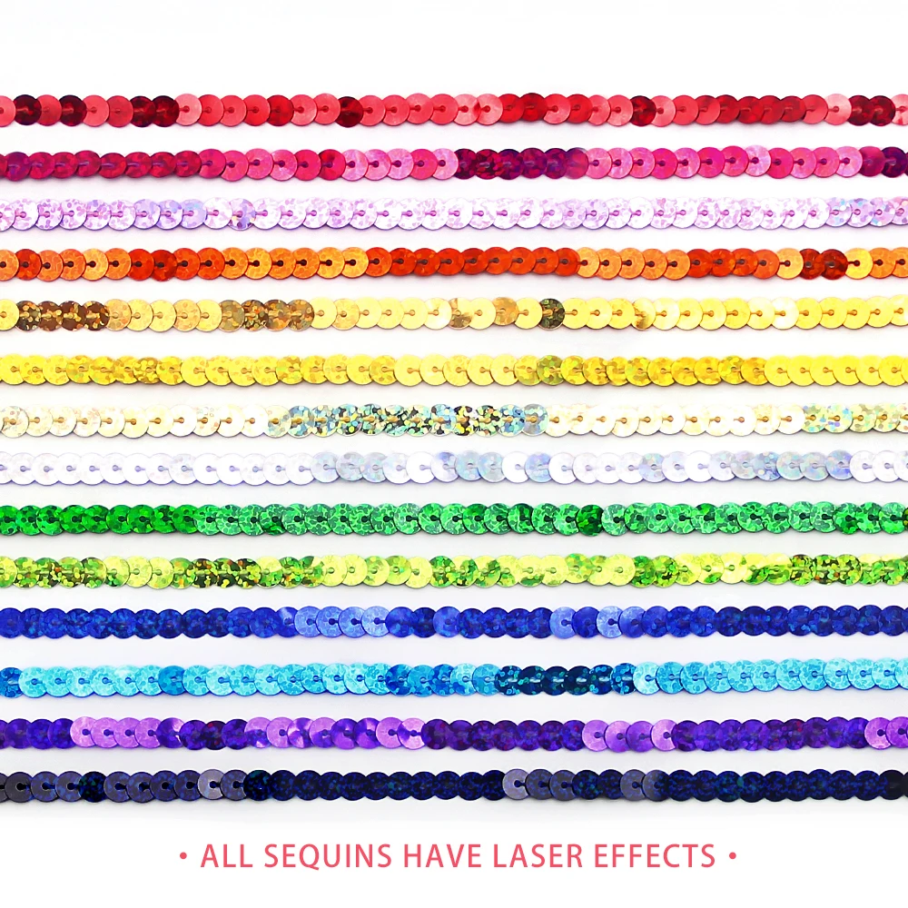 New 10yds 6mm PET Round Flat Laser Giltter Paillettes Sequins for Crafts Sewing on Cloth Accessory Sequin Trim scrapbooking DIY