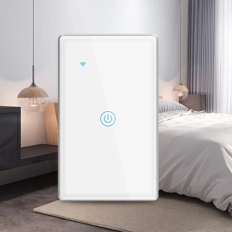 Tuya Smart US Standard 1/2/3/4 Gang Metal Bezel Wall Touch Switch App Remote Voice Control Wireless Switch Support Alexa Google