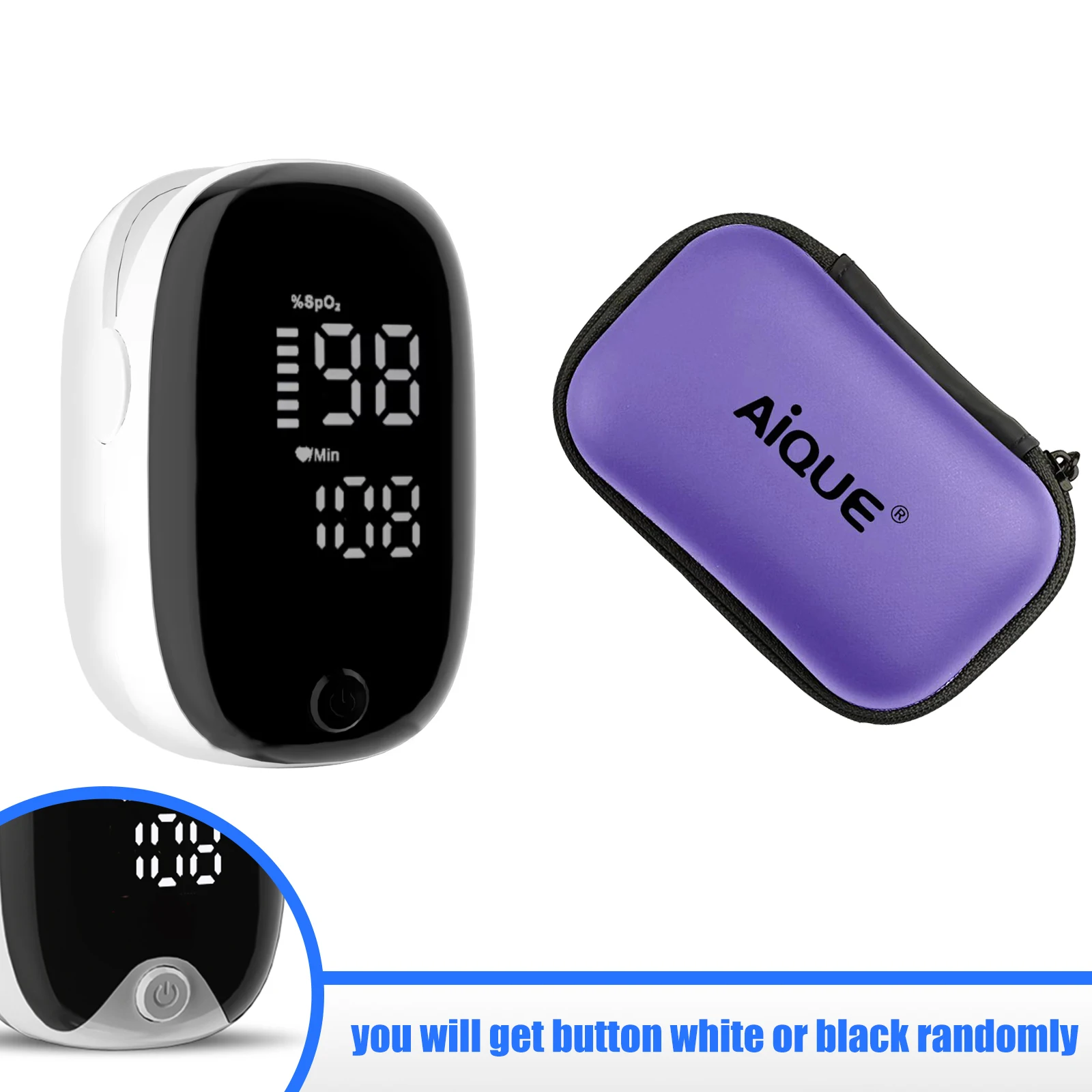 JUSTLANG Fingertip Pulse Oximeter With Case Portable 4 Color Blood Oxygen Saturation Monitor LED Display Fingertip Oximeter SPO2 gallery 4