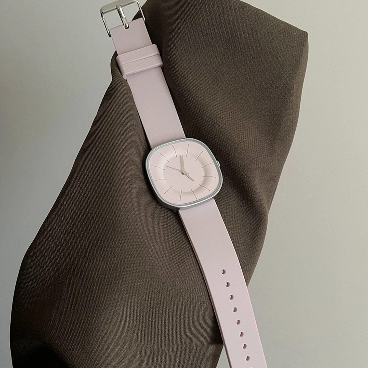 Luxury-inspired Dopamine Square-Face Watches for Women Silicone Strap, Waterproof Quartz Movement Women's Watch Student Gift image 3