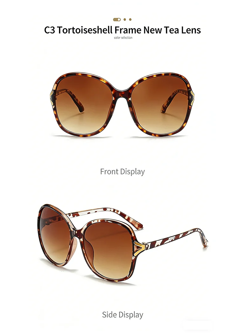 Neue modische High-End-Retro-Sonnenbrille mit Gesichtsverstärkung, kleiner UV-Schutz, der große Sonnenbrille für Damen 2605 fährt – Detail 11