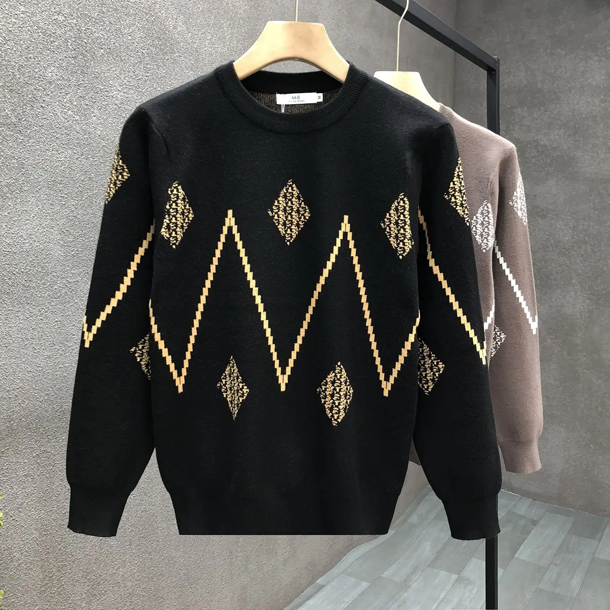 Design Sense Fashion Sweater Women's Long Sleeve Knitted Top 2023 Autumn/winter New Loose Fashion Checker Sweater