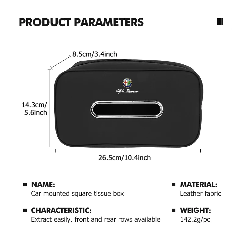 2026年式 アルファロメオ 車用センターコンソール アームレストボックス ティッシュボックス ペーパータオル収納バッグ アルファロメオ ジュリア 147 ミト 156 159 166用