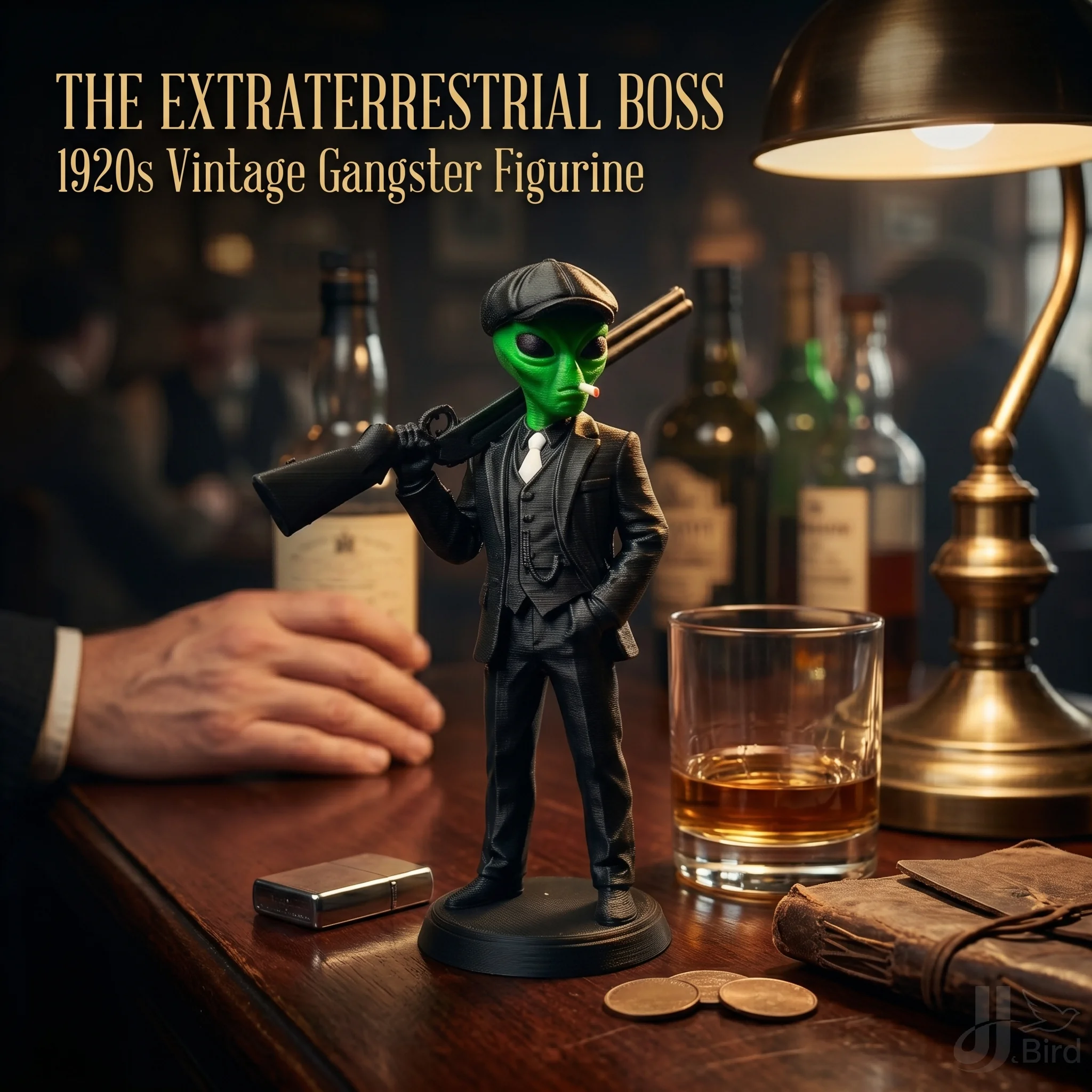 Figura Coleccionable de Extraterrestre con Traje Británico, Estilo Ciencia Ficción, Decoración para Escritorio, Escultura Creativa