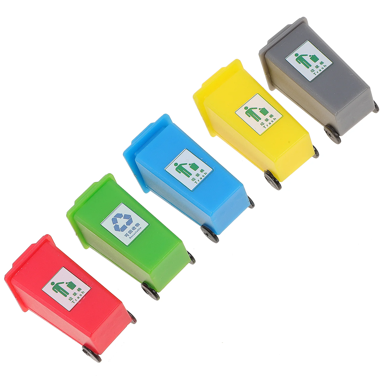 5 Pcs Mini Trash Can Toys Sand Table Decor House Ornament Model Garbage Waste Bin Abs Decorative Child