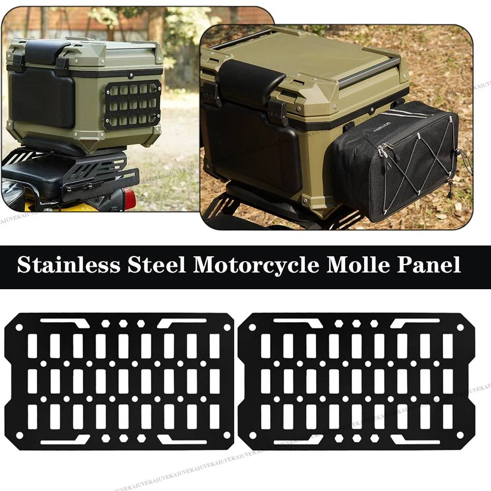 

Motorcycle Molle Panel For Trunk Storage Stainless Steel Waterproof Tactical Universal Side Box Organizer Modular Storage