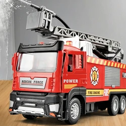 1:50 Alloy Fire Truck Firefighter Simulation Sprinkler Car Diecast Water Spray with Light Music Rescue Car Children Toy Boy Gift