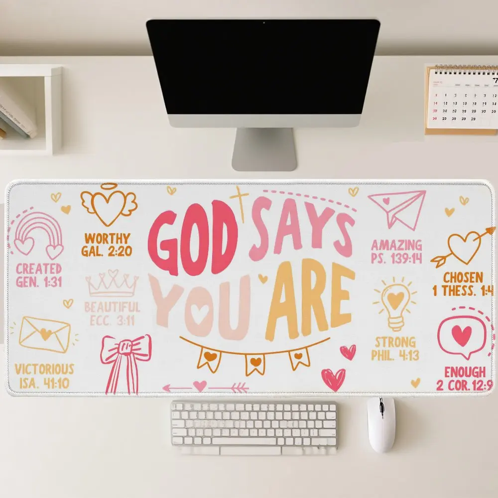 

God Says You Are Christian Desk Mat Inspirational Religious Gaming Mouse Pad Rubber Non Slip Large Office Pad