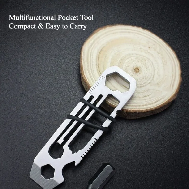 Multi-tool Keychain Portable Bottle Opener Hex Wrench Screwdriver Pocket Gear Mini Outdoor EDC Gadget for Camping Hiking
