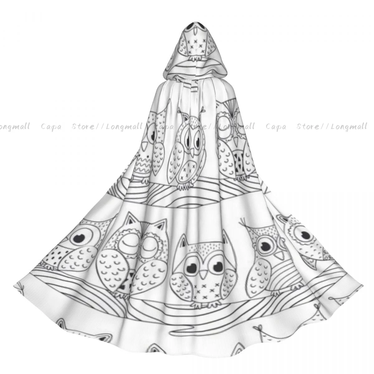 

Милый плащ с рисунком совы на ветке, карнавальный костюм с капюшоном на Хэллоуин для взрослых, длинная праздничная накидка