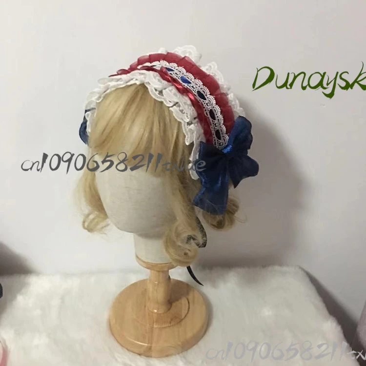 백설 공주 로리타 보닛 달콤한 메쉬 플랫 캡 분리형 보우 슬리브 커프스 동화 속 공주 헤드 피스 코스프레/할로윈