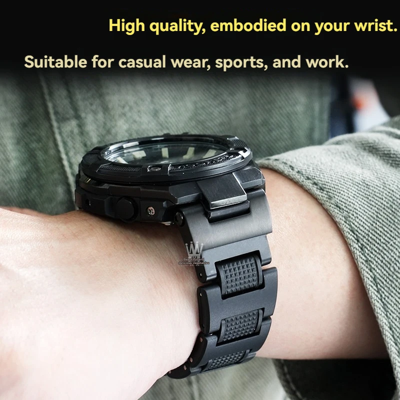 

Для часов Casio GST-B100/W300/S120/S310/S140/400: Модифицированный легкий пластиковый стальной ремешок/браслет для самостоятельной сборки (DIY)