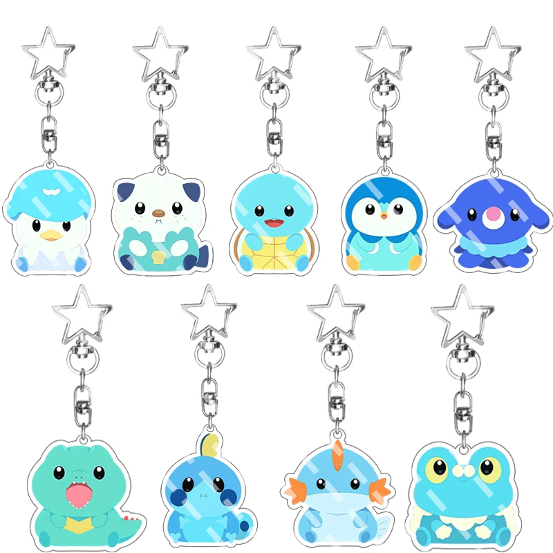 

Cartoon Pocket Monsters Peripheral Anime Squirtle Wooper Politoed Piplup Water Starters Acrylic Keychain Cute Accessory Pendant
