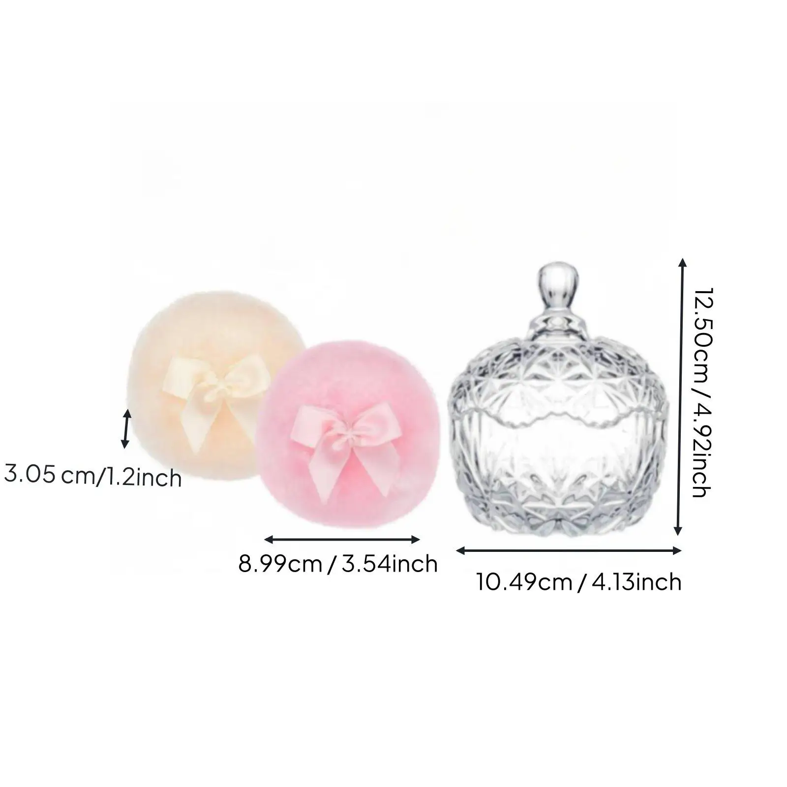 Velvet Puff and Glass Bath Container Makeup Accessories Kit Cosmetic Organizer for Home Use