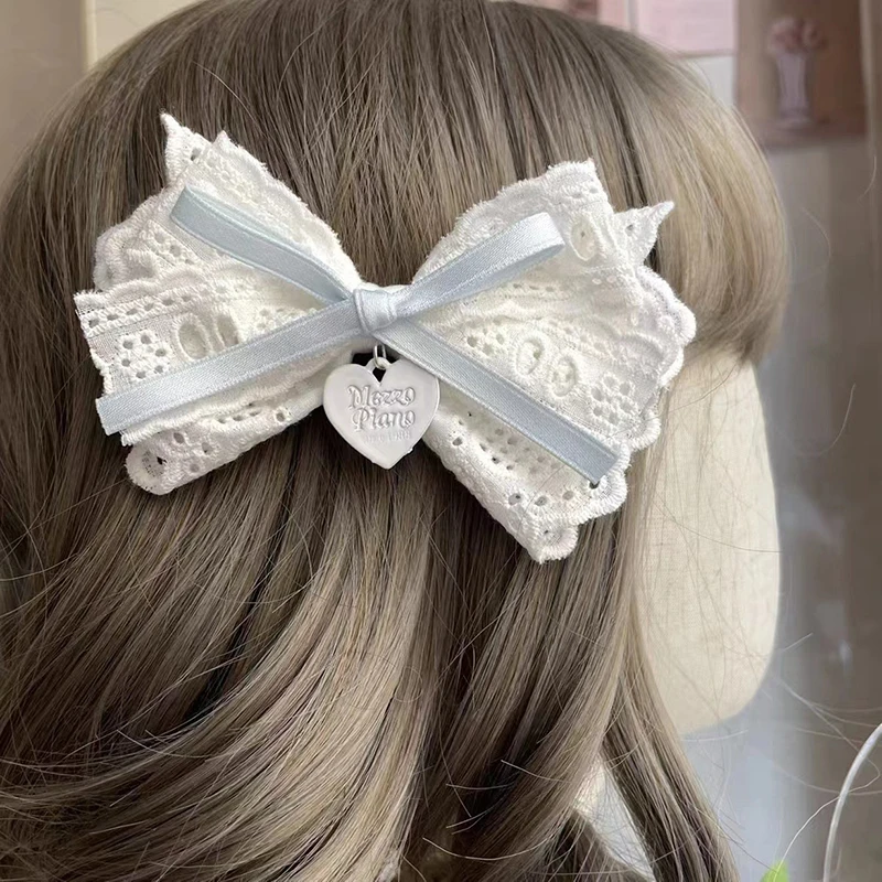 Pinzas para el cabello para niña, horquilla con lazo de encaje de Lolita para mujer, accesorios para el cabello, pasadores, tocados