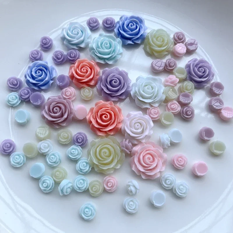 New 11mm/18mm/24mm/27mm light variable rose luminous mountain camellia resin decorative flat back diy jewelry flower scrapbook