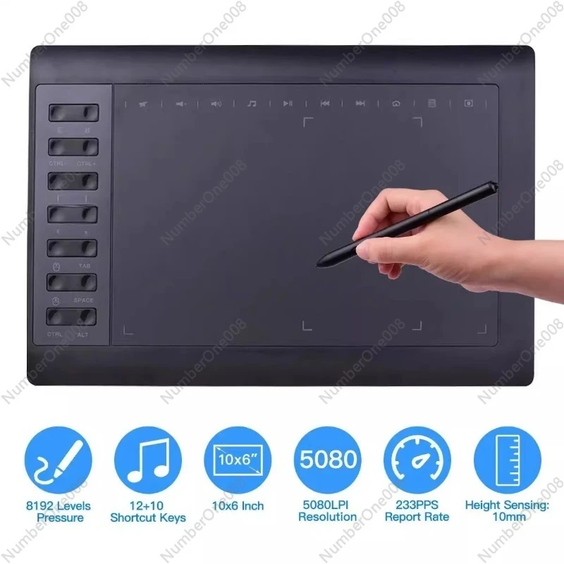 

10x6 Inch Professional Graphics Drawing Tablet 12 Express Ke