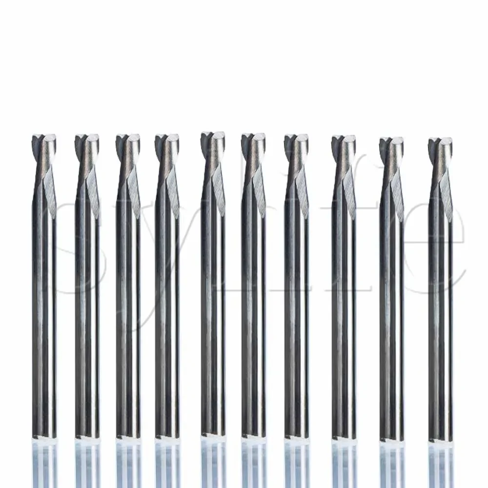 

10PCS CNC Router Bits 3.175x8mm Double Flute Spiral Cutter for Wood/Acrylic