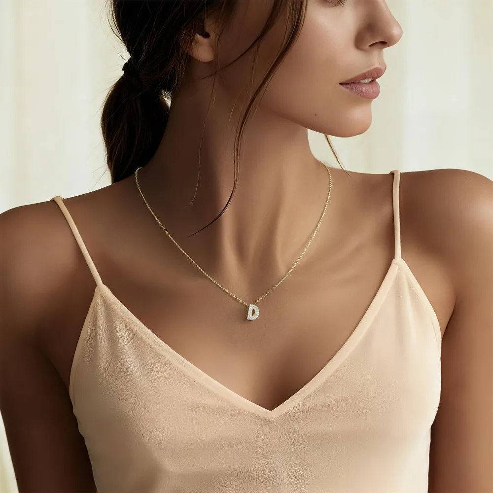 قلادة على شكل قلب أو قلادة أولية للنساء غير مشوهة من حجر تشيكوسلوفاكيا مجوهرات أنيقة قابلة للتحويل سلسلة قابلة للتعديل هدية لأميها #4