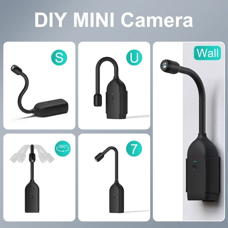 QJ700 Mini WiFi Camera HD 1080P Flexible Lens Cable 2 Way Talk Motion Detection USB Rechargeable Small Wireless WiFi Camera view 6