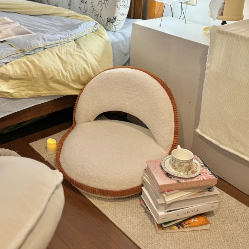 Silla de suelo giratoria plegable, asiento de Tatami estilo crema, silla con respaldo ajustable para dormitorio, tumbona y otomana con alféizar de una sola ventana